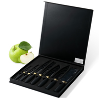 Ensemble de couteaux de chef professionnels antiadhésifs de haute qualité en acier inoxydable au carbone, ensemble de couteaux de cuisine noirs