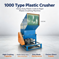 Broyeur industriel de plastique modèle 1000, équipement de recyclage pour déchets de plastique PP PE PET, caisses, bouteilles et paniers