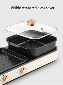 <span class=keywords><strong>Grill</strong></span> et Hot Pot 2-en-1 carré 1980W, cuisinière BBQ isolée thermiquement anti-brûlure <span class=keywords><strong>avec</strong></span> <span class=keywords><strong>couvercle</strong></span> en verre - Product Image 4