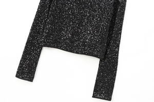 Maglia a Maniche Lunghe <span class=keywords><strong>con</strong></span> <span class=keywords><strong>Paillettes</strong></span> in Due Colori, Collo Tondo, Casual e Alla Moda per Donne - Product Image 4