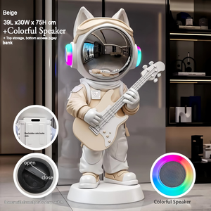 Figurine d'astronaute multifonctionnelle à commande vocale avec entrée USB AUX pour chambre, bureau, décoration intérieure en résine - Product Image 6