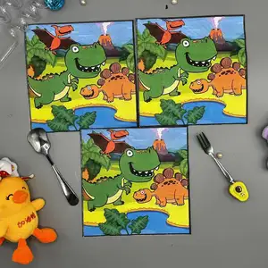 Aangepaste Partij Gedrukt Weefsel Dinosaurus Cartoon Kinderen Tissue Eettafel Picknick Wegwerp Tissue