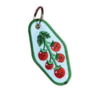 Vigreat Custom Dubbelzijdig Geborduurde Sleutelhanger Gepersonaliseerde Sleutelhanger voor Boutique Groothandel Fruit Bloem Geweven Stof Sleutelring