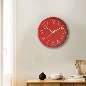 Vô cùng thời gian 12 inch đồng hồ bán sỉ phong cách đương đại nhựa tròn trang trí hoa hồng màu đỏ phòng khách đồng hồ treo tường - Product Image 3