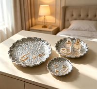 Support de plateau en métal texturé martelé, plateau de présentation multi-usages pour desserts, bijoux, décoration de table de mariage ou de fête