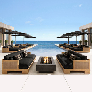 Style de luxe tous temps rotin bois 2 3 sièges jardin canapés hôtel <span class=keywords><strong>patio</strong></span> ensemble cour teck mobilier d'extérieur - Product Image 1
