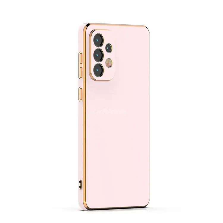 Funda de TPU para teléfono Samsung Galaxy A03 Core, carcasa fina con marco galvanizado lateral dorado