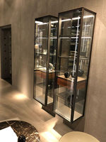 Escaparate montado en la pared con marco de aluminio y metal Modular de lujo minimalista moderno con luz Led para sala de estar dormitorio principal Villa