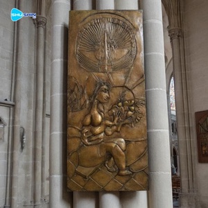 Escultura de Relieve de Pared de Bronce Antiguo Religioso con Ángeles, <span class=keywords><strong>Santos</strong></span> y Leones, Arte de Bajorrelieve Arquitectónico <span class=keywords><strong>para</strong></span> Iglesia - Product Image 5