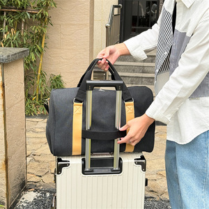 Logo personnalisé à la mode toile <span class=keywords><strong>sac</strong></span> <span class=keywords><strong>de</strong></span> voyage hommes loisirs Sports Portable bagages couleur unie Portable extérieur Gym <span class=keywords><strong>Sport</strong></span> organisateur - Product Image 2