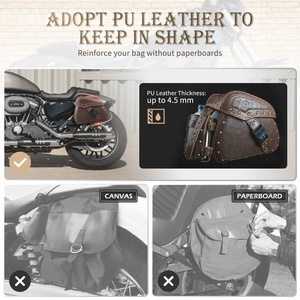 NiceCNC PU moto selle côté sac à outils bagages arrière sacs latéraux pour Harley Sportster XL 883 XL 1200 <span class=keywords><strong>Honda</strong></span> rebelle 300 <span class=keywords><strong>500</strong></span> - Product Image 3