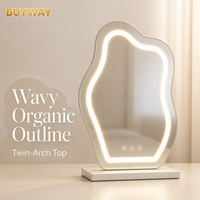 Miroir de maquillage BUYWAY HollywoodVanity avec éclairage LED continu, bordure ondulée en forme de nuages, miroir de maquillage avec cadre minimaliste