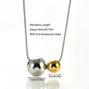 Collier tendance en acier inoxydable avec grandes et petites perles, breloques unisexes minimalistes couleur or et argent, cadeau de fiançailles - Product Image 2