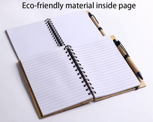 Hote Bán Gỗ Hạt Notepad Tùy Chỉnh Tái Chế Tre Bìa Máy Tính Xách Tay Với Băng Chủ Bút Gỗ Máy Tính Xách Tay Và Bút Bộ Quà Tặng - Product Image 4