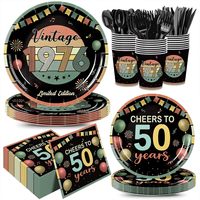 Assiettes et serviettes vintage pour 50e anniversaire, fournitures de fête, vaisselle jetable pour hommes et femmes, décoration d'anniversaire, 1976