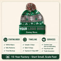 Gorro de punto navideño con pompón, suéter feo, reno, copo de nieve, disc golf, invierno, logotipo personalizado, unisex, OEM, venta al por mayor, MOQ bajo