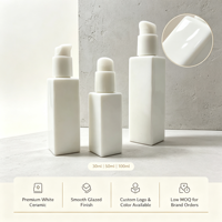En stock, flacons de recharge en céramique blanche de luxe, flacons carrés en céramique pour cosmétiques, contenants de distribution de lotion, emballages pour sérum de soin de la peau