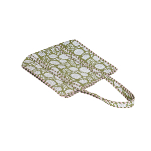 Floral Cotton Eco-Friendly Reversible Bohemian Open Top Tote Bag All Seasons <b>Quilted</b> Shopping Bag From Rajasthan - Product Image 3