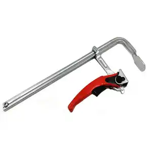 Steel Ratcheting Table Clamp With 6 5/16" Capacity X 2 5/16" Throat Depth & 540 Lb Clamping Force Red/Silver F Clamp