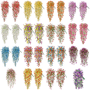 Fleurs artificielles, eucalyptus violet, guirlandes suspendues en plastique, décoration de mariage en plein air, bouquet - Product Image 5