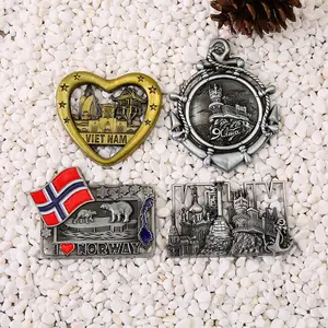 Cross-border wholesale Custom 3D Relief Zinc Alloy Metal Fridge Magnet Norway Famous City Tourist Souvenir Fridge Magnet