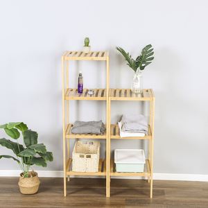 Kitchen Bathroom Living Room Wooden Tier <b>Stand</b> Ladder Shelf Organizer Bamboo <b>Corner</b> Rack Lacquer Finish for Flower Pot Storage - Product Image 4
