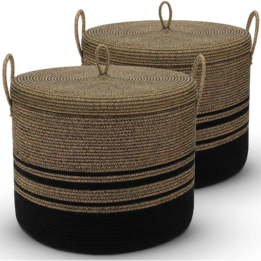 Eco-friendly portable Cotton Rope Laundry Hamper Basket Woven Collapsible Baskets Decorative Nursery Toy Basket Bin