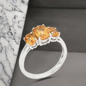 Bague tendance en argent sterling 925 plaqué rhodium avec 3 pierres de zircon de 4 mm et 6 mm, idéale pour les fiançailles, les mariages, les anniversaires, pour femme, à porter au quotidien - Product Image 3