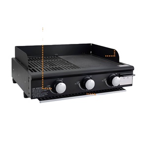 Barbecue à gaz portable moderne de 25 pouces avec plaque de cuisson en <span class=keywords><strong>fonte</strong></span> <span class=keywords><strong>émaillé</strong></span>e, 3 brûleurs au propane, 36 000 BTU, conception côte à côte - Product Image 6