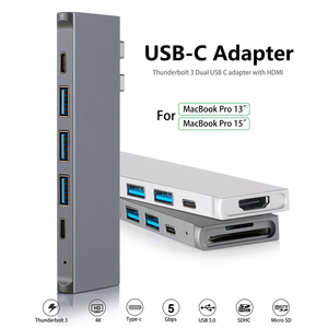 Pd sạc Thunderbolt 4 Docking Station máy tính xách tay Loại C 3 0 <span class=keywords><strong>USB</strong></span> Hub <span class=keywords><strong>8</strong></span> trong <span class=keywords><strong>1</strong></span> cho Macbook với TF/SD HD HDTV 60Hz - Product Image 2