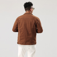 OEM design personnalisé blouson d'aviateur d'automne en coton stretch de couleur unie à simple boutonnage blouson slim en denim pour hommes
