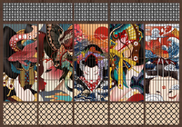 Papier peint 3D japonais imperméable pour restaurant, motif porte coulissante, sashimi, sushi, kimono, femmes magnifiques, grain de bois, décor mural