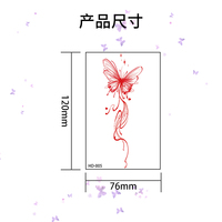 Autocollants de tatouage temporaires de fleur de papillon dessinés à la main rétro rouge adhésif décoratif de photographie d'art imperméable