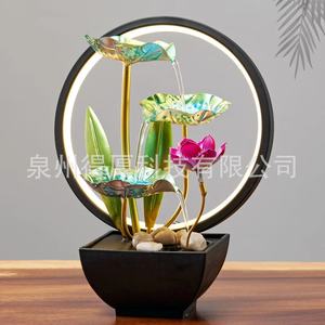 น้ำพุตั้งโต๊ะรูปดอกบัว สูง 31 ซม. พร้อมไฟแบ็คไลท์ ของตกแต่งสำนักงาน - Product Image 3