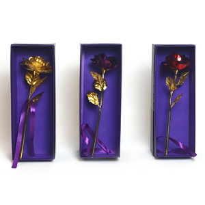 Ngày sáng tạo của mẹ Ngày Valentine hoa hồng nhân tạo với gấu 24K tím mạ vàng hồng lá hoa hồng nhân tạo với hộp - Product Image 6