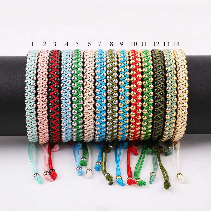 High quality New Fashion Colorful 316L Stainless Steel 4mm Beads Braided Friendship Macrame Bracelet Women Men