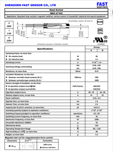 Hkfast สวิตช์กกแม่เหล็กขนาดเล็ก MKC27103, สวิตช์ตะกั่วแบบปกติเปิดท่อชุบทอง - Product Image 4
