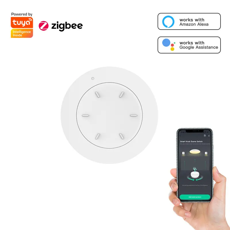 RSH Tuya ZigBee Smart Wireless Switch Mini Knob Dimmer Remote Light Scene Switch Scenario Controller for Alexa Google Home