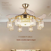 Ventilateur de plafond de luxe invisible en cristal pour salon, chambre, salle à manger, restaurant – Nouveau modèle silencieux tout-en-un avec lustre