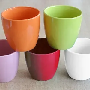 Taman Pot Keramik Pot untuk Indoor dan Outdoor Tanaman 5 Inch Pot Bunga untuk Rumah, bulat Vas untuk Kantor