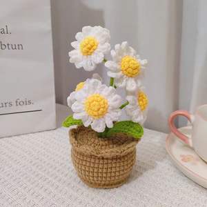 CLTF Mini pot de fleur fait à la main Crochet marguerite tournesol tulipe Rose coquelicot muguet Pot de fleur parfait <span class=keywords><strong>pour</strong></span> les cadeaux et la décoration - Product Image 6