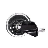 Roulettes de remplacement noires silencieuses M10 M11 à tige filetée pour chaise de bureau, pieds pivotants en PU avec verrouillage, roulettes amovibles pour meubles