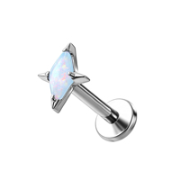 Wholesale ASTM F136 Titanium Star Opal Labret Lip Stud Internal Thread Body Piercing Jewelry Fla Back Rod