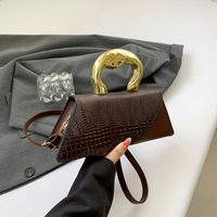 Sac à main de luxe en cuir PU façon alligator, sac à bandoulière tendance, poignée élégante et colorée, sac bandoulière de créateur – Grande Vente