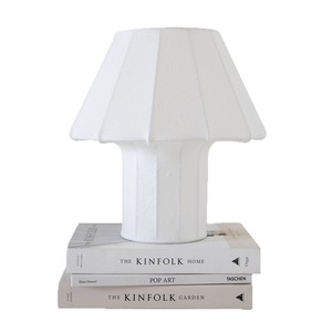 Lampe de table minimaliste en fausse soie 320x310mm, lampe LED décorative pour chambre à coucher et salon avec interrupteur - Product Image 5