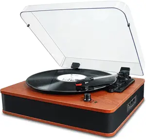 Plateau tournant avec haut-parleurs pour disques vinyle, lecteur LP à lecteur Direct Bluetooth Vintage avec Radio FM, USB, enregistrement