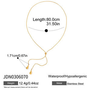 Clásico 18K Acero inoxidable Minimalista Gota de agua Colgante Ajustable Cadena en forma de Y Collar de borla - Product Image 6