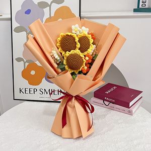 DAMAI Ramo de Girasoles Tejidos a Crochet, Ramo de Flores Artificiales Hecho a Mano, Regalo de Graduación, Cumpleaños, para Decoración de Fiestas y Bodas - Product Image 3