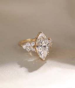 Custom 14K 18K Gold Marquise Cut IGI certificata Cvd HPHT Vvs Lab cresciuto anello di fidanzamento con diamante per gioielli da donna - Product Image 4