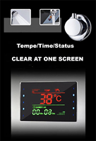 Colonne de douche thermostatique moderne en acier inoxydable brossé de luxe avec LED, mitigeur de baignoire, douchette à main et jet de pluie doux mural